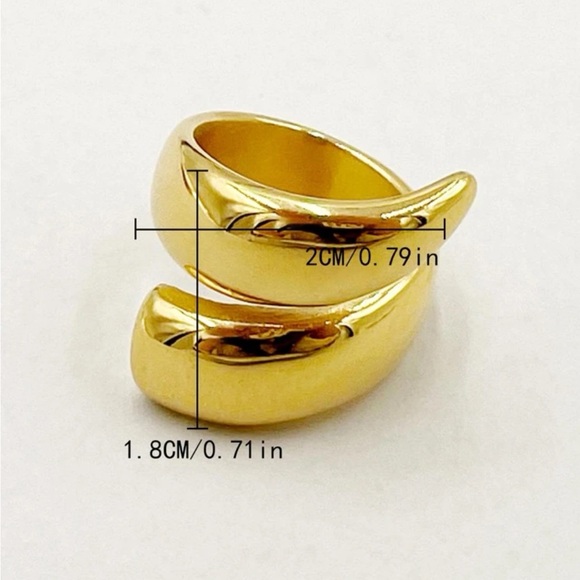 New 18K Gold Plated Minimalist Shape Cuff Ring - Picture 3 of 4
